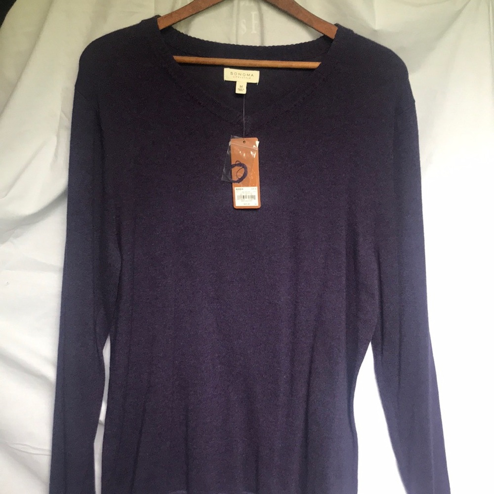 Purple V-neck sweater